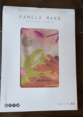 NEW Pamela Mann Designer Legwear Colorful Floral Patterned Tights Made In Italy