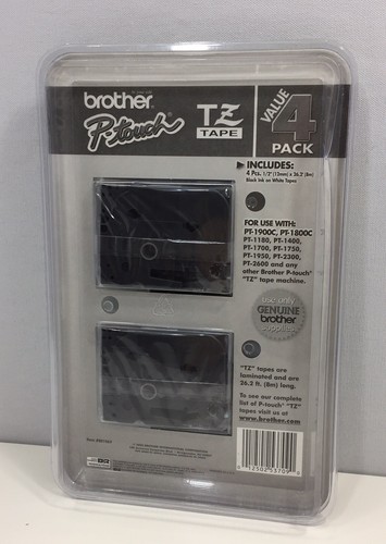 4 Pack Genuine Brother P-Touch TZ 1/2