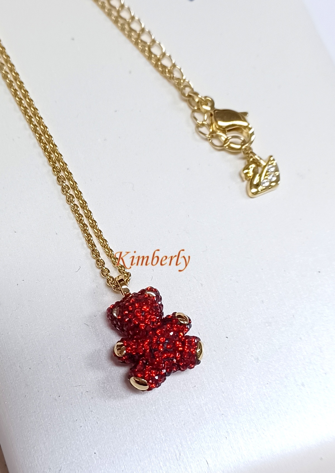 SWAROVSKI ベアー Swarovski Teddy Bear Pendant Red Crystal Pave Gold-Plated