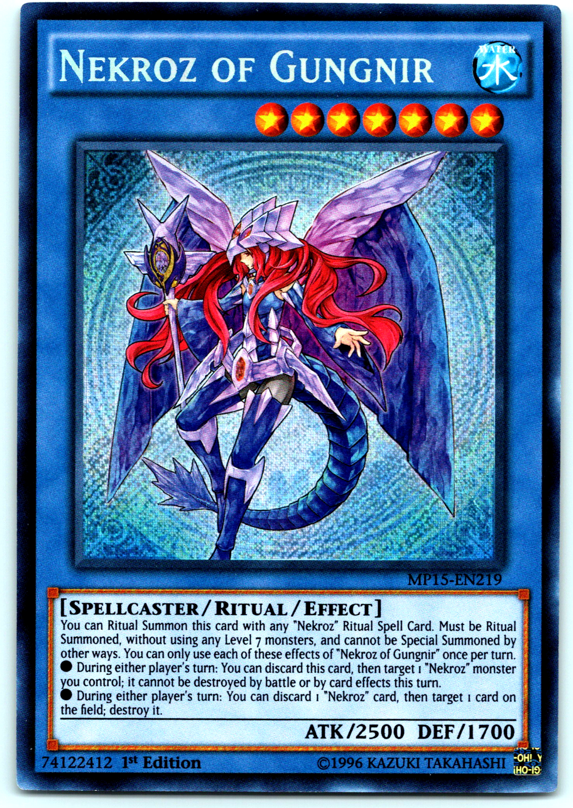YUGIOH! NEKROZ OF GUNGNIR - SECRET RARE - 1ST EDITION - MP15-EN219