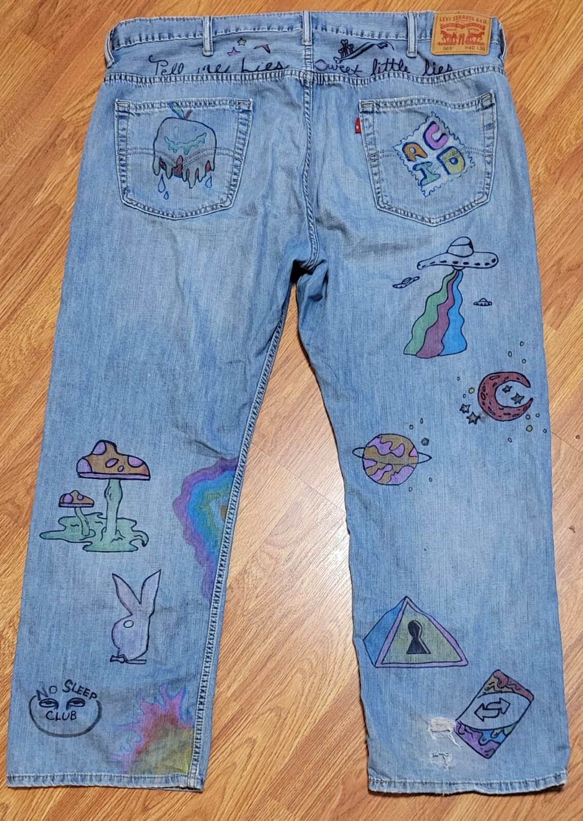 Levi's 569 Men's 40x30 Relaxed Fit Jeans – Hand-Painted