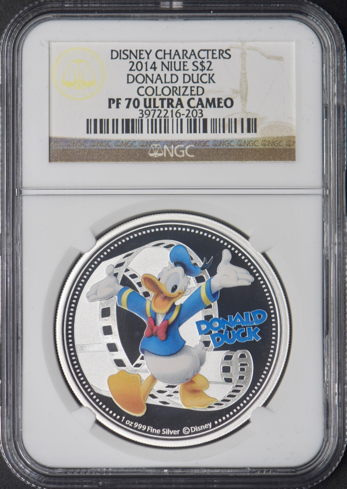 2014 Niue $2 1oz Silver Disney Characters Donald Duck NGC