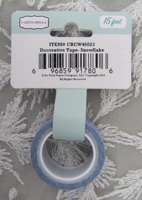 Carta Bella Decorative Snowflake Tape Scrapbooking Winter Blue 15 feet