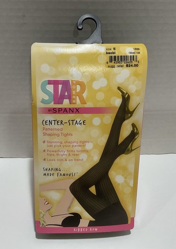 Star Power Center Stage By Spanx Patterned Shaping Tights Black Size E New