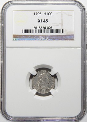 1795 NGC XF45 FLOWING HAIR HALF DIME