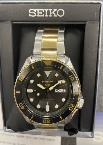 Pre-owned Seiko 5 Prospex Automatic Srpk22 Two-tone Watch With Tag Made In Japan