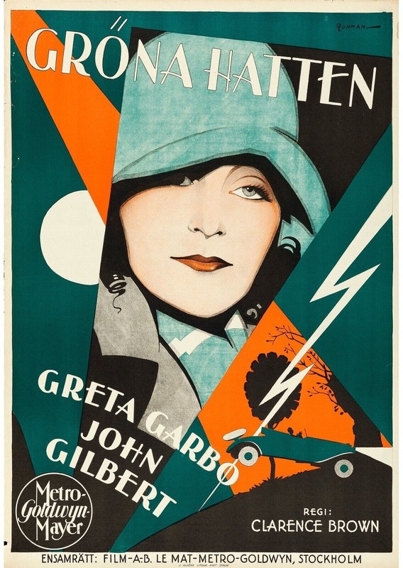 Grona Hatten, Greta Garbo ,1928, Repro Affiche Vintage (40x60 Cm), Hq