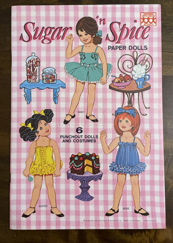 RARE VINTAGE Sugar ‘N Spice Paper Dolls Book Saalfield Uncut Original