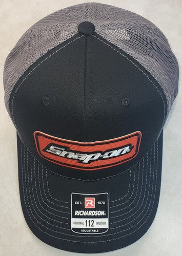 Snap-on Patch on Richardson 112 Trucker Hat Snapback Black/Charcoal