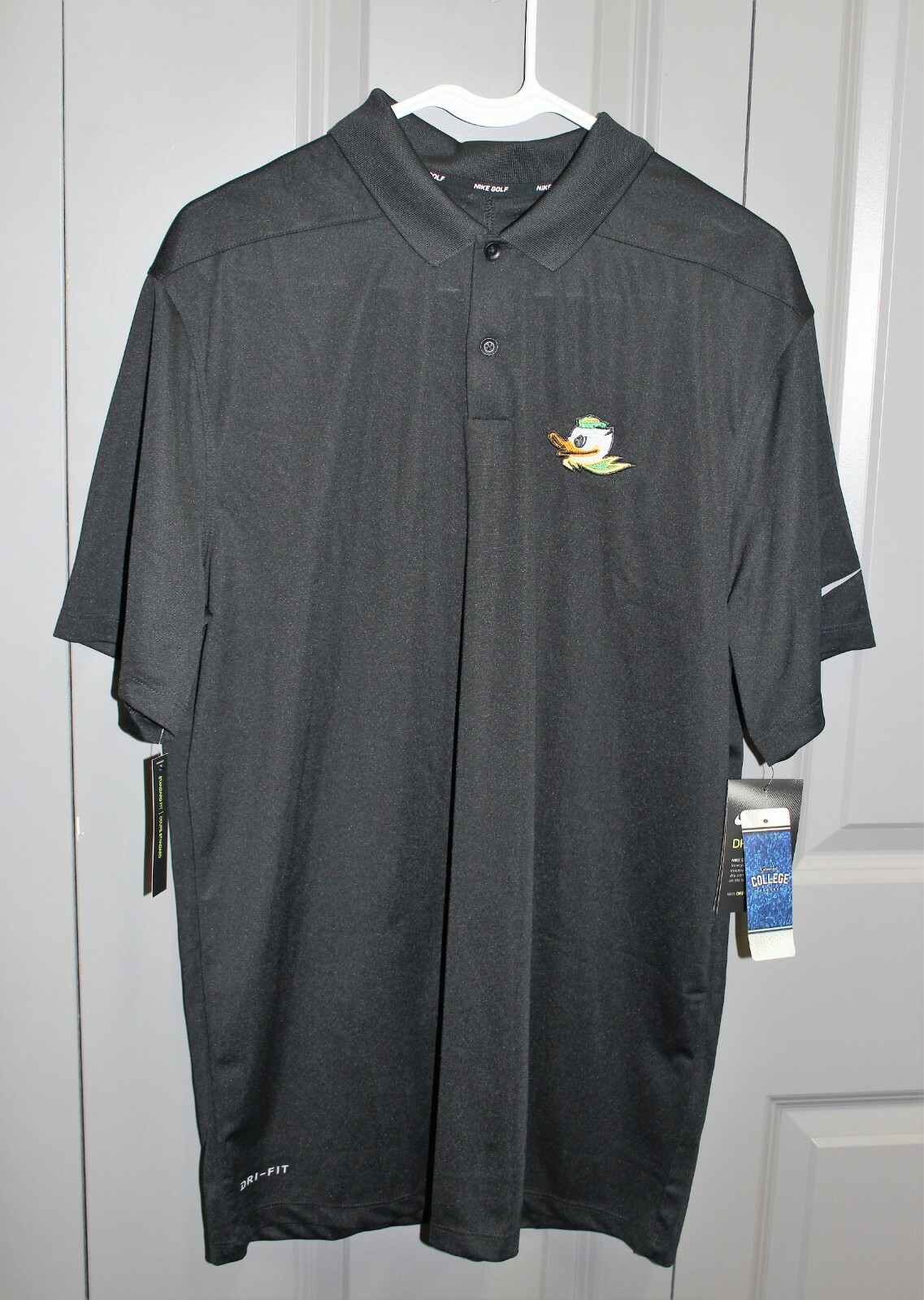 NEW Nike Dri Fit Golf Shirt (Duck Logo) - Black - Large - Men's (891881)