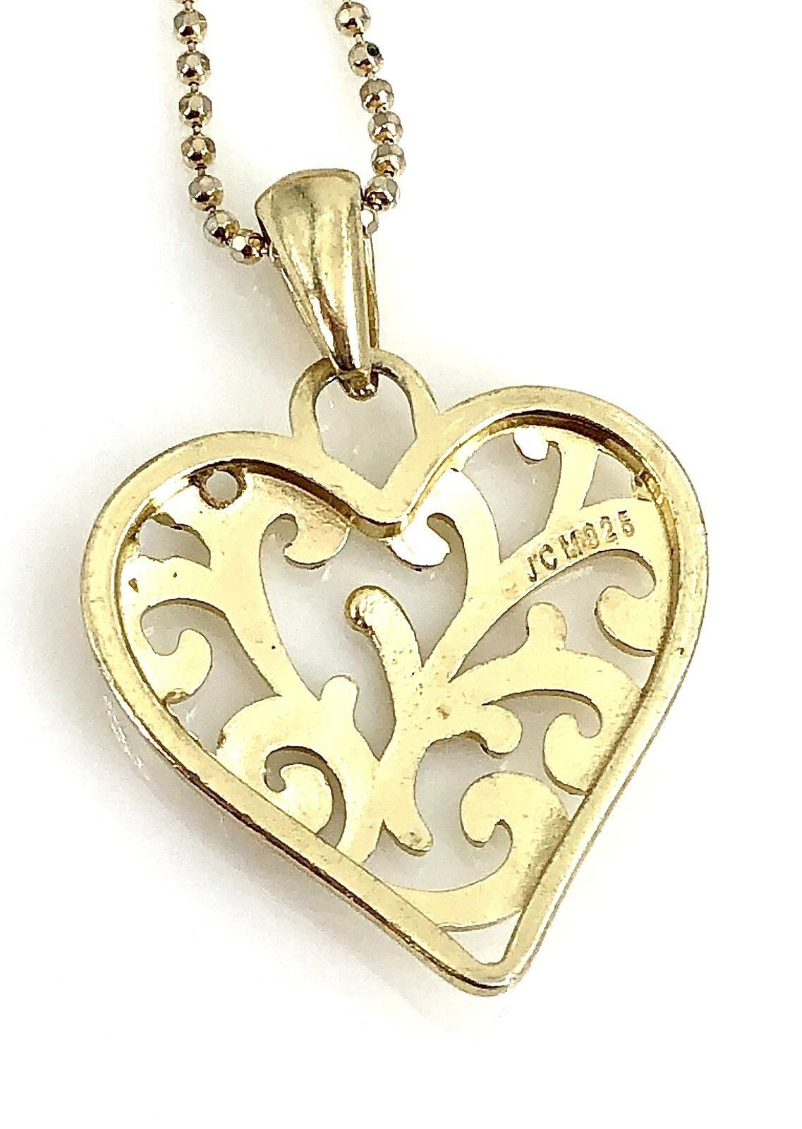 Vintage JCM .925 Sterling Silver Vermeil Filigree Heart Pendant
