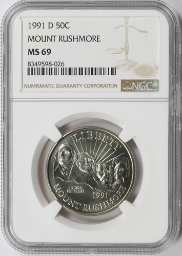 1991-D 50c Mount Rushmore Commemorative Half Dollar NGC MS69