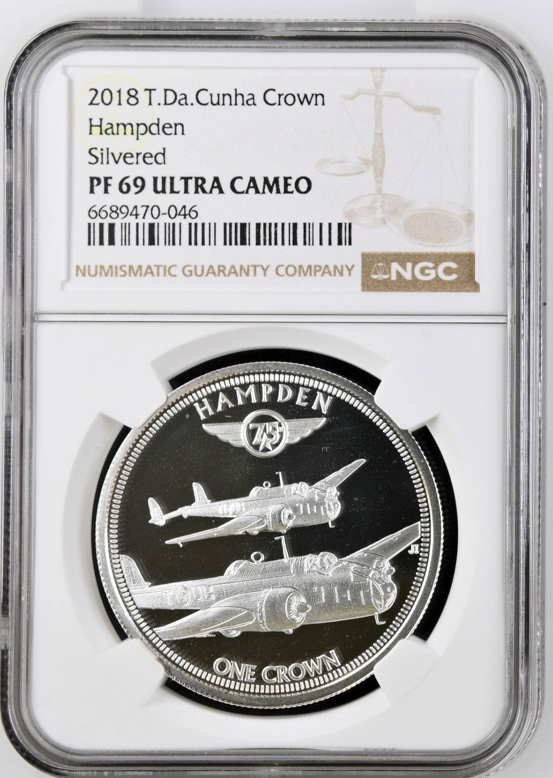 2018 Tristan Da Cunha Crown Silvered Hampden WWII Bombers NGC PF
