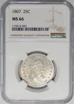 1807 NGC MS66 DRAPED BUST QUARTER