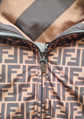 Pre-owned Fendi Men's Reversible Down Jacket Faa582 F13iz Brown