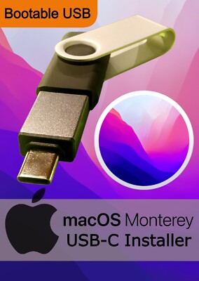 macOS Monterey USB Installer - 16GB USB Type-A + Type-C  Adapter Included A1708