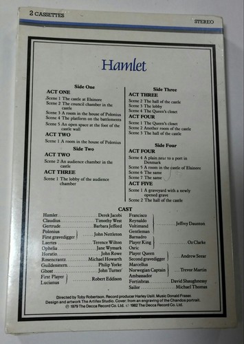 NIB Shakespeare Hamlet, Old Vic Company, Derek Jacobi, Timothy West, Cassettes