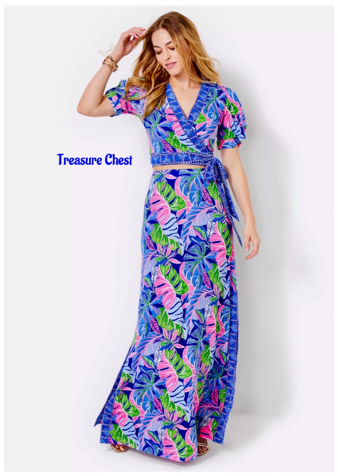 Pre-owned Lilly Pulitzer Sailynn Maxi Set Beleaf In Yourself $258 Size Xl In Multicolor