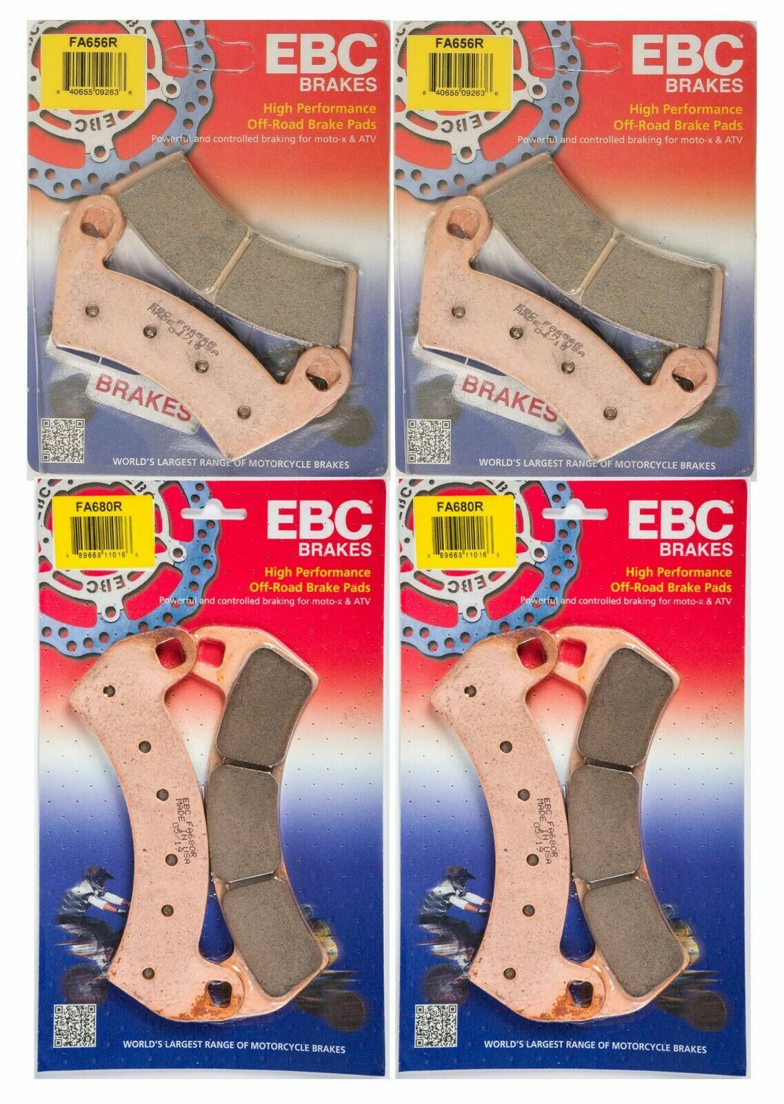 ①n EBC POLARIS RZR XP TURBO BRAKE PADS (SET OF 4) FRONT & REAR