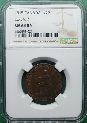 1815 CANADA 1/2 PENNY TOKEN LC-54D2 NGC MS 63 BN | eBay