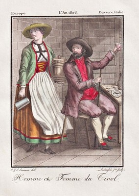 Tirol Austria Österreich Trachten costume gravure Kupferstich Grasset 1806