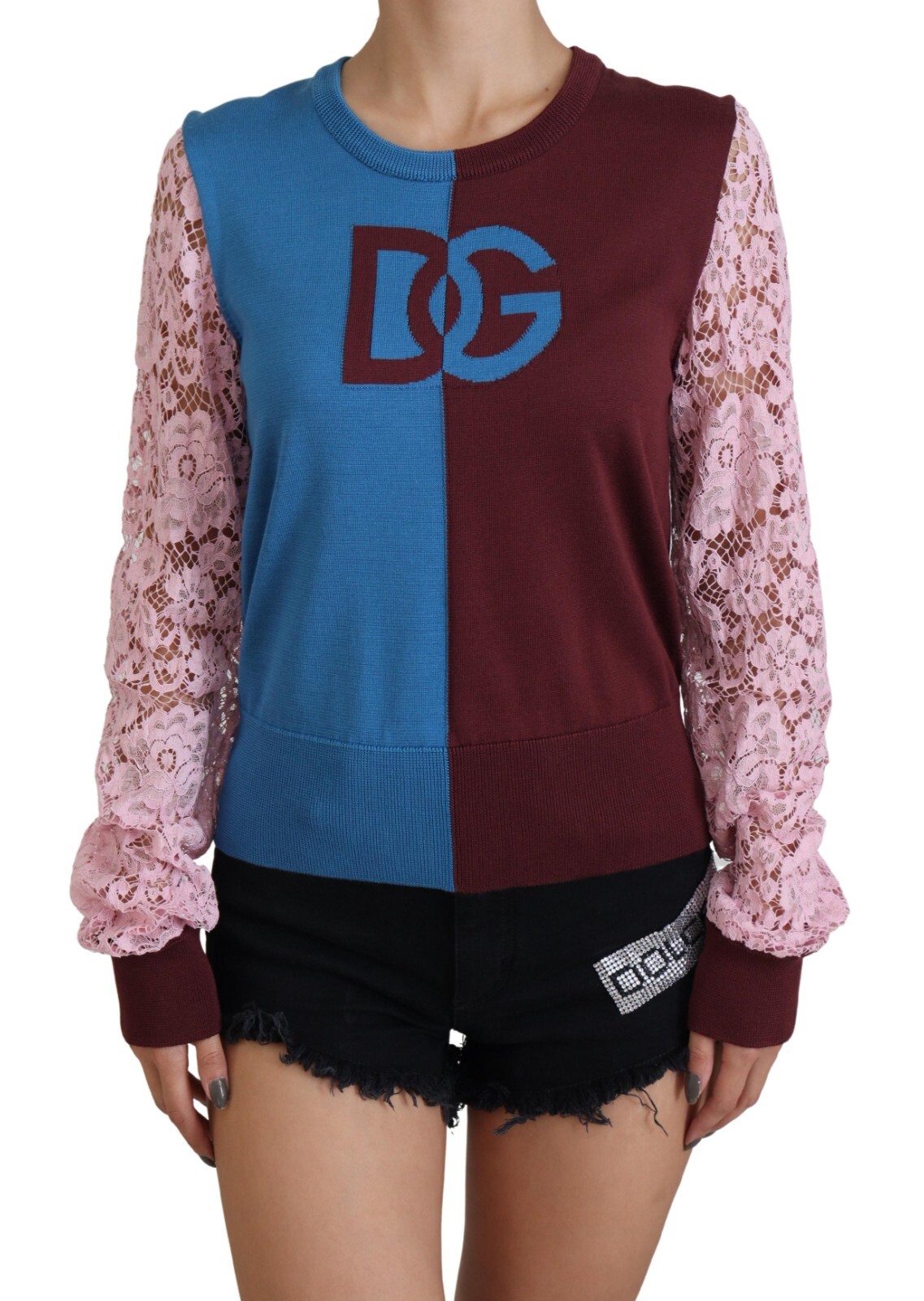 

DOLCE - GABBANA Свитер Разноцветный кружевной пуловер с круглым вырезом IT40/US6/ 1130usd, Multicolor