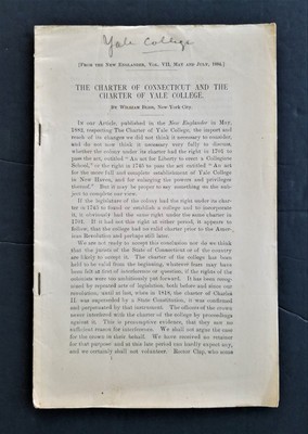1884 antique CHARTERS CONNECTICUT and YALE COLLEGE new englander Bliss no cover