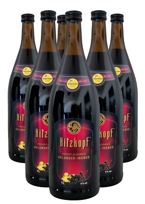 Hitzkopf Holunder-Ingwer Glühwein 9 % vol 6 x 1l Flasche