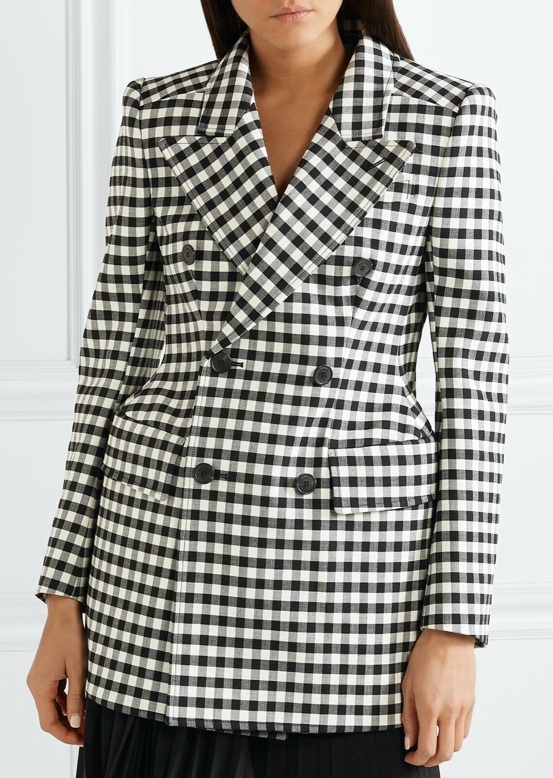 BALENCIAGA Hourglass Gingham Check Double Breasted Blazer BALENCIAGA Hourglass Gingham Check Double Breasted Blazer