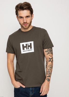 

Helly Hansen Box SS Lifestyle Футболка Мужское белуга, Коричневый, Helly Hansen Box SS Lifestyle T-Shirt