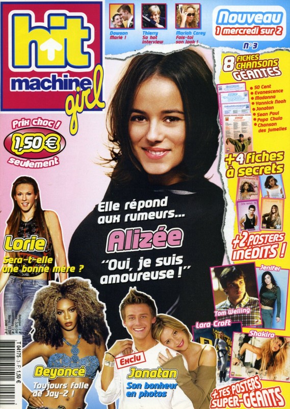 Magazine Hit Machine Girl NÂ°3, Alizee, Jonatan Cerrada, Lorie, Tom Welling 