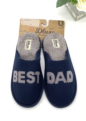 Dearfoams Best Dad Slip-On Slipper Size 7/8 Shoe Memory Foam Navy