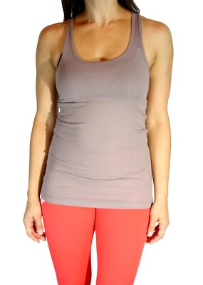 Active Basic Scoop Neck Racerback Stretch Ribbed Solid Tank Top