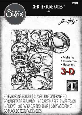 Tim Holtz Sizzix ''SKULLS'' 3D Texture Fades Embossing Folder- A6 2023 MSRP $13