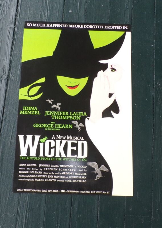 Wicked Window Card Broadway Idina Menzel Jennifer Laura Thompson 2004 - 22 x14