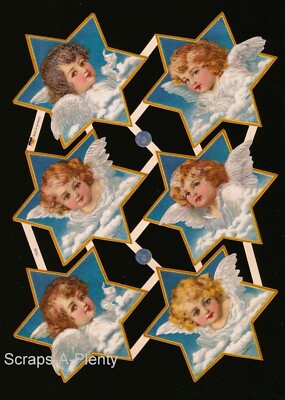 German Embossed Vintage Style Scrap Die Cut - Christmas Easter Angels  EF7439