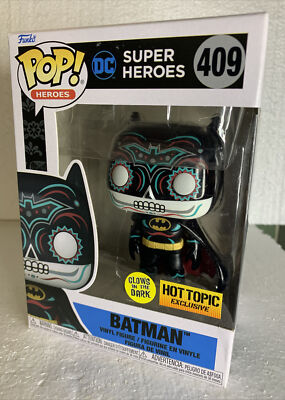 FUNKO POP! DC Super Heroes Batman #409 GITD Hot Topic Exclusive Dia De Los