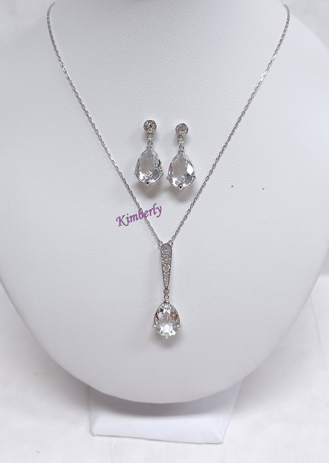 Swarovski ビンテージセット 5062148 Swarovski Vintage Set Drop Shape Necklace/Earrings CLEAR