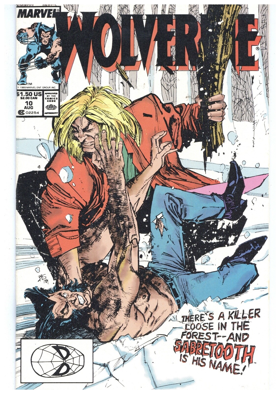 Wolverine # 10 Vol 2 NEAR MINT- 8/89 Sabretooth vs Wolverine