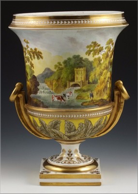Early 19thC Hand Painted Crown Derby Porcelain Pedestal Urn