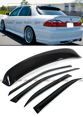 FOR 98-2002 6TH HONDA ACCORD SEDAN JDM SMOKE REAR ROOF WINDOW + DOOR VISOR COMBO