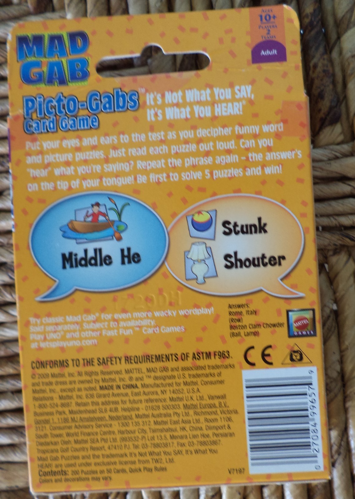 Mad Gab Picto-Gabs Card Game NEW From makers of UNO Ages 10+ Mattel 2009