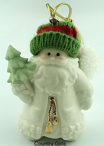 Lenox Santa Claus Christmas Ornament Tree Yarn Knit Cap Green Red Gold Trim