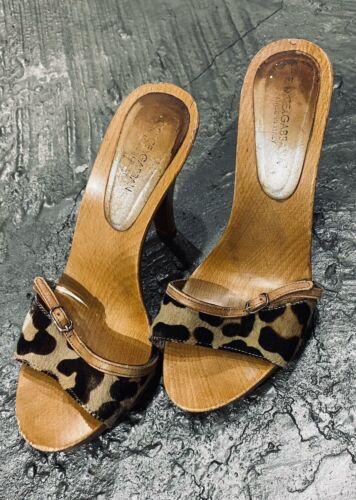 DOLCE & GABBANA Vintage Cheetah Print Pony Hair Open Toe DOLCE & GABBANA Vintage Cheetah Print Pony Hair Open Toe
