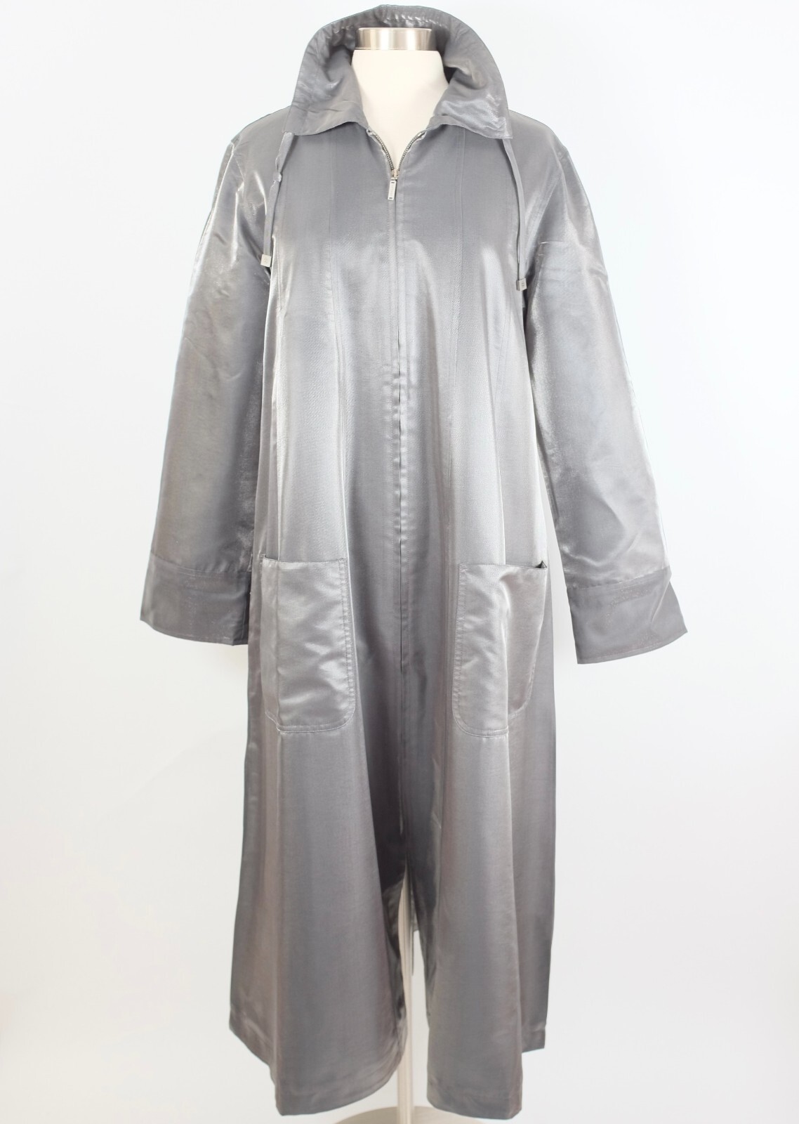 Chanel 99P long swing jacket coat 38 US 6 silver gray Y2K