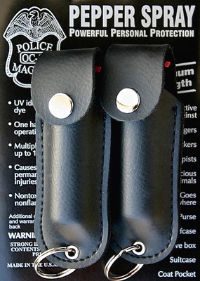 2 Police Magnum Pepper Spray .50oz Black Keychain Holsters