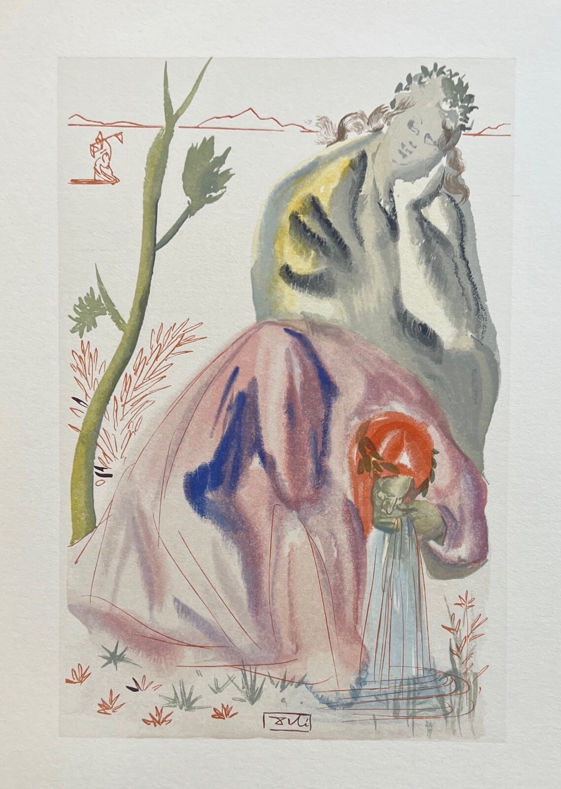 Salvador Dali 1960 Plate Signed DIVINE COMEDY PURGATORY 21 Color