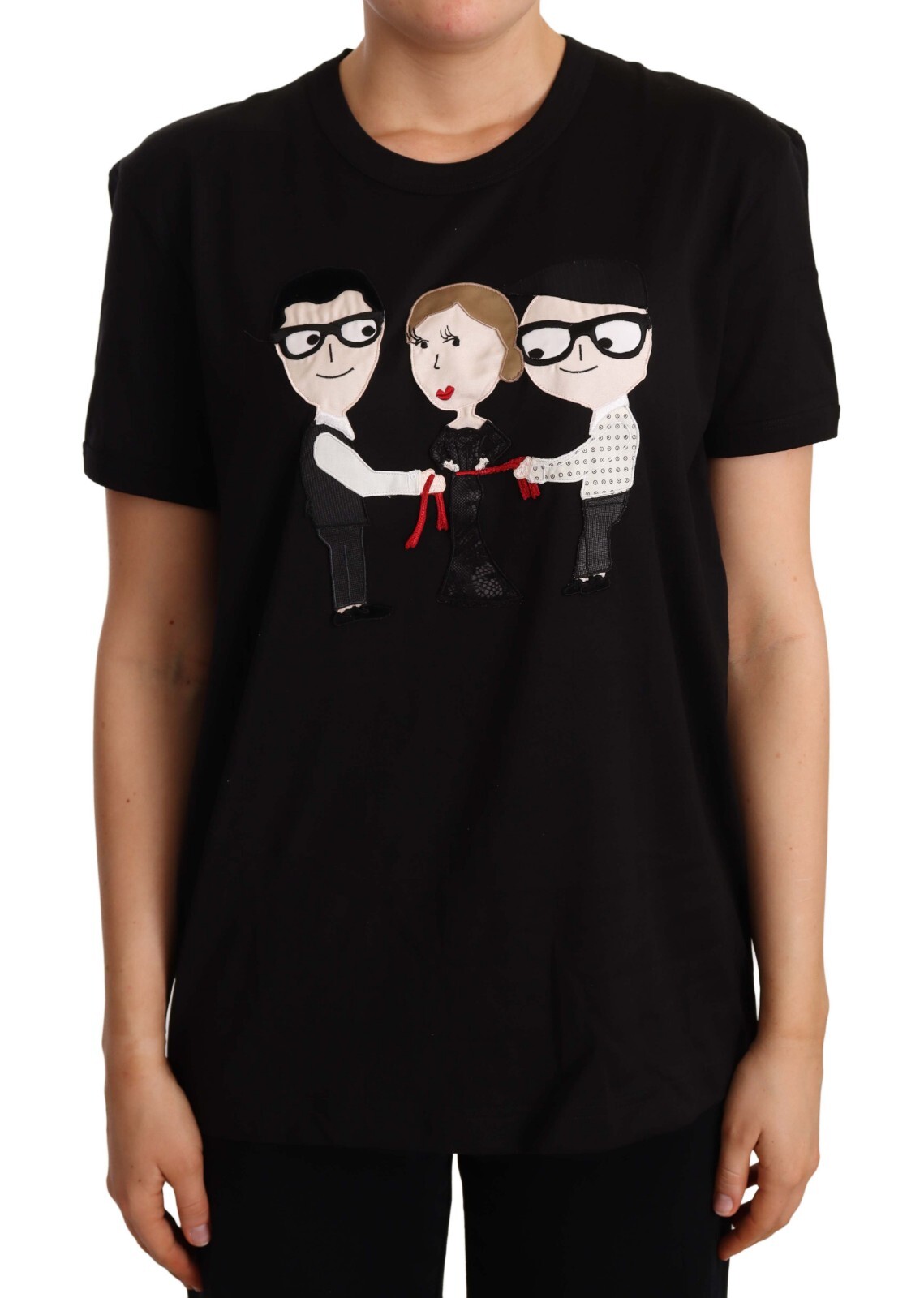

Футболка DOLCE - GABBANA, черный хлопковый топ с круглым вырезом #dgfamily IT44/US10/ Рекомендуемая розничная цена: 600 долларов США
