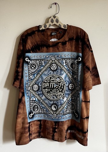 DRIES VAN NOTEN x STUSSY Brown Black Tie Dye Bandana T-shirt