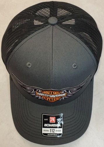 HD Wing Patch on Richardson 112 Trucker Hat Snapback Charcoal/Black